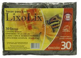 Saco de Lixo Preto Lixo-Lix 30lt (10 unidades) - HiperRoll