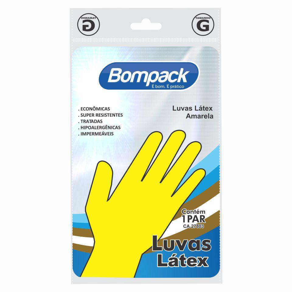 Luva Látex de Limpeza Amarela M - Bompack