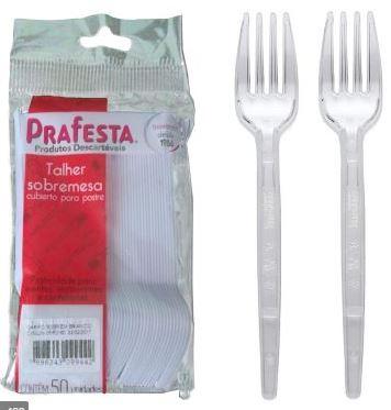 Garfo Sobremesa Transparente (50 unidades) - Prafesta