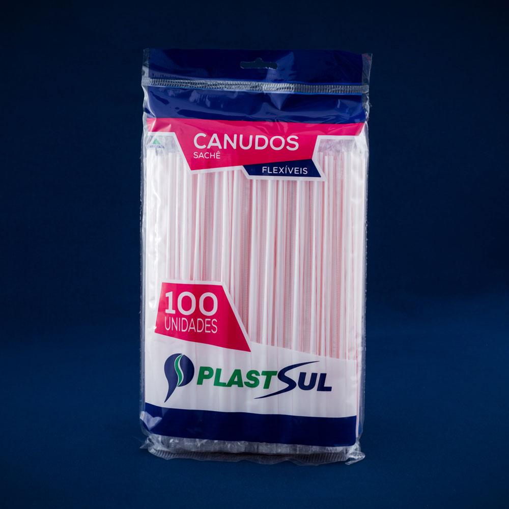 Canudo Flex Sache 6mmx21cm (100 unidades) - Plastsul 