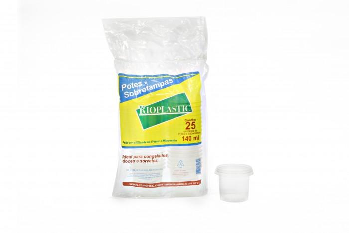 Kit Potes e Sobretampas PP 140ml (25 unidades) - RioPlastic