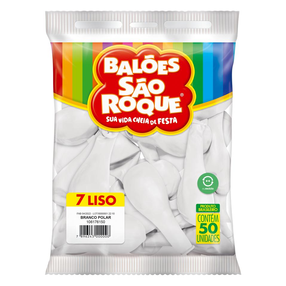 Balão Imperial Nº 7 Branco Pol (50 unidades) - São Roque