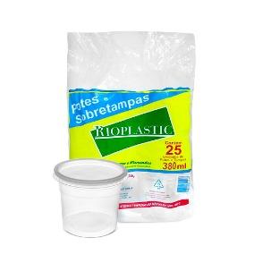 Kit Potes e Sobretampas PP 380ml (25 unidades) - RioPlastic