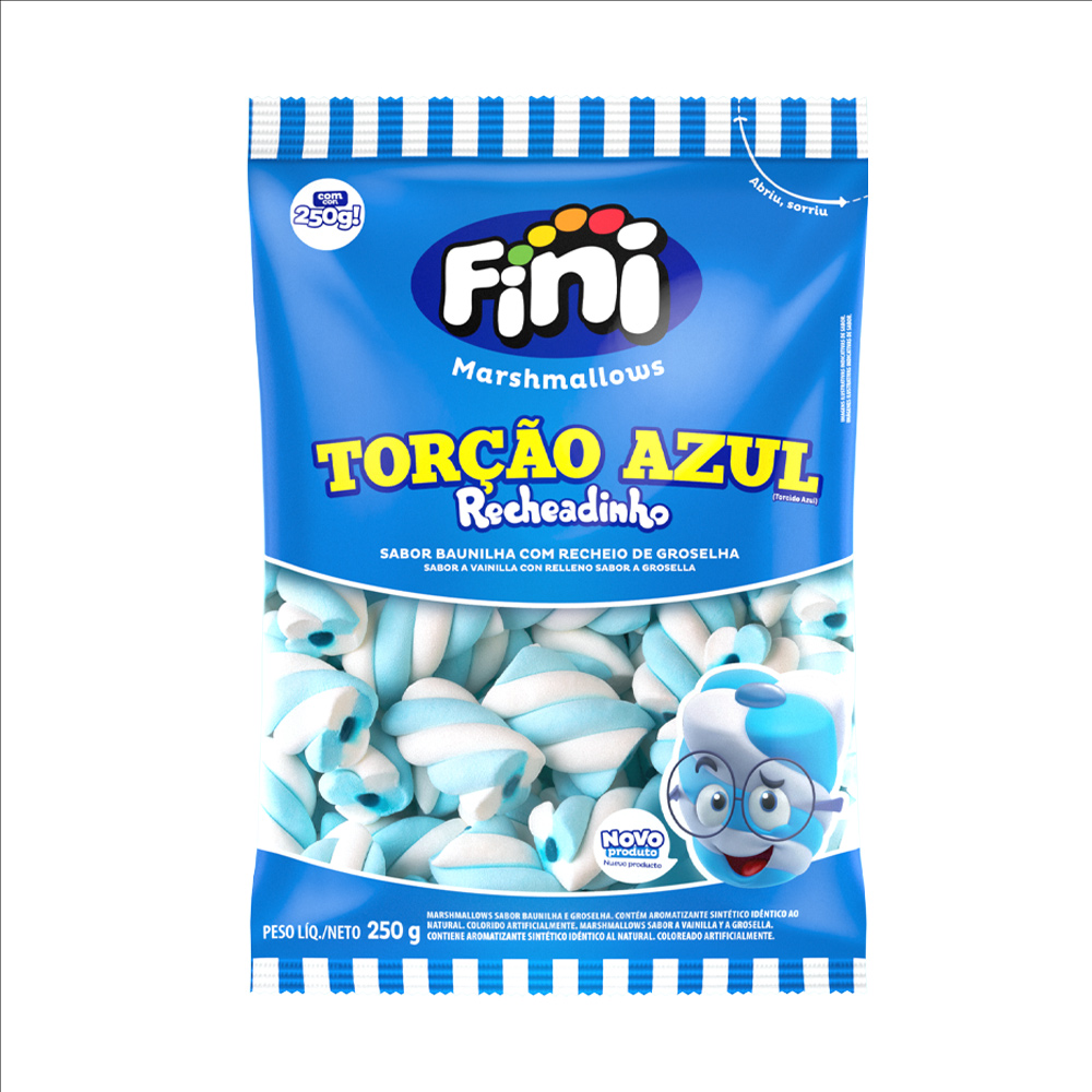 Marshmallow Fini Torção Azul Recheadinho (250g)