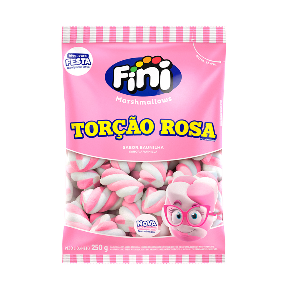 Marshmallows Fini Torção Rosa (250g)