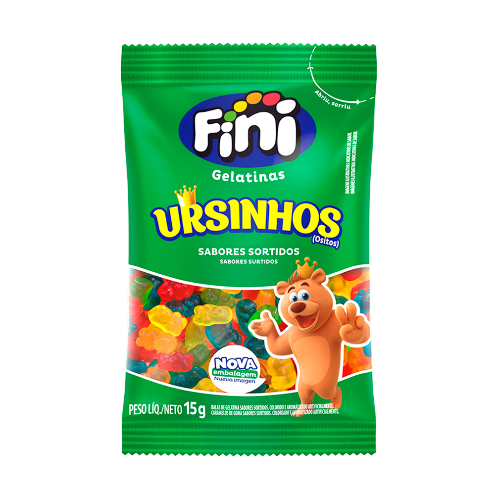 Bala de Gelatina Fini Mini Ursinhos (15g) - Display com 12 pacotes
