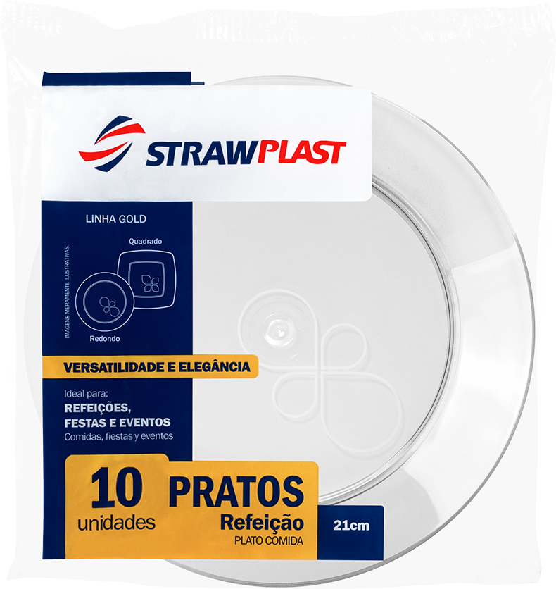 Prato Redondo Transparente 21cm (14 pacotes) - Strawplast