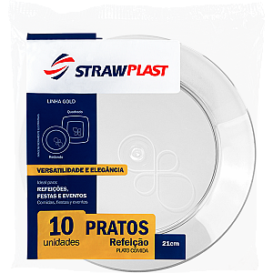 Prato Redondo Transparente 21cm (14 pacotes) - Strawplast