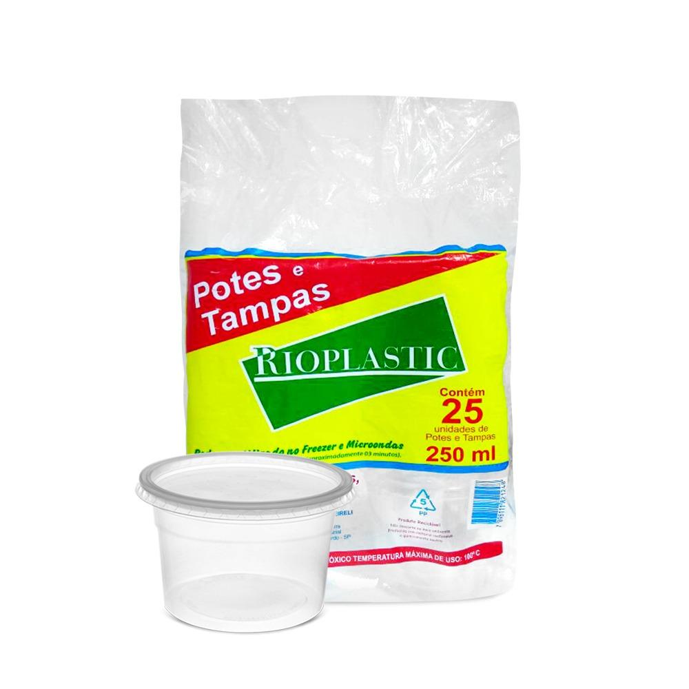 Kit Potes e Sobretampas PP 250ml (25 unidades) - RioPlastic