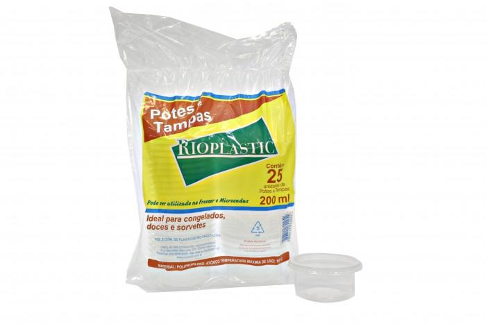Kit Potes e Tampas PP 200ml (25 unidades) - RioPlastic